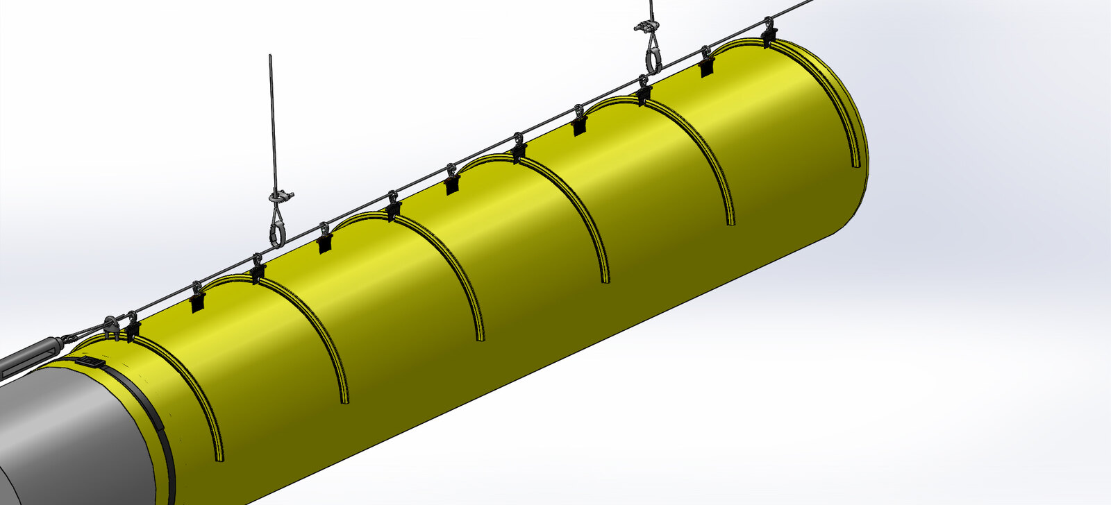 A round yellow fabric air duct