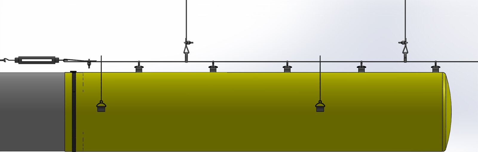 A fabric duct held in shape by SOXProp aluminium rings